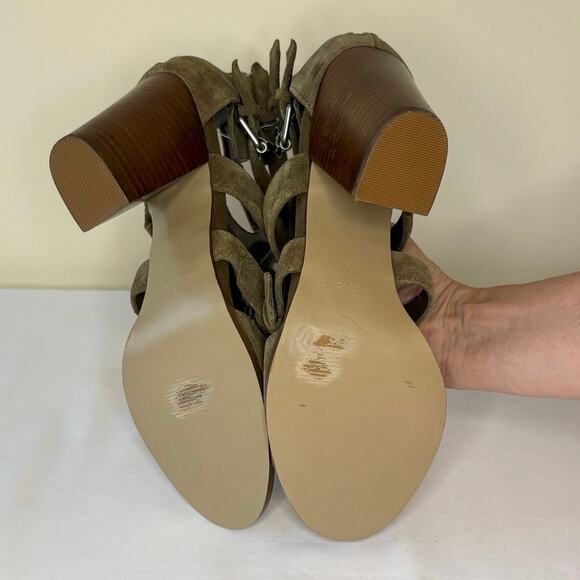 Mark Fisher Calinda Sandals Women's 8.5 | Olive Green | Suede Block Heel | NWOT - Picture 10 of 10